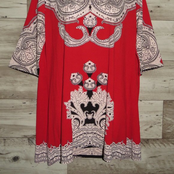 Ella Samani* Women's 3/4 Sleeve Boat Neck Curved Hem BOHO Design Blouse~ Size XL - Picture 2 of 10